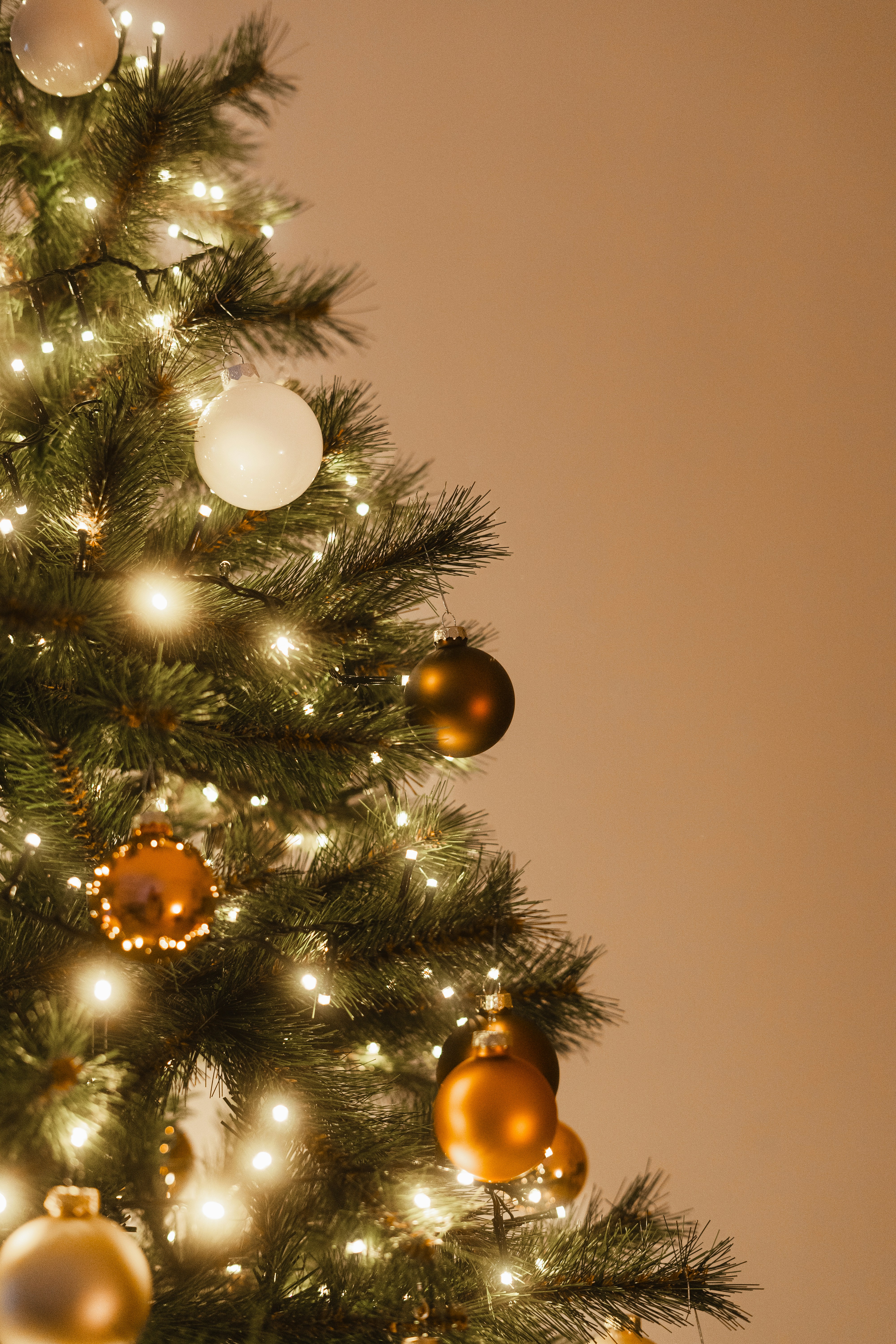 Decorated Christmas tree with lights and ornaments