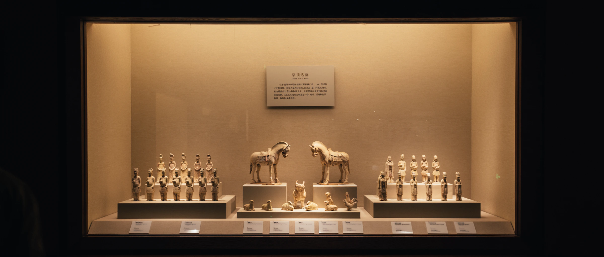 Ancient Chinese objects arranged in a museum exhibition