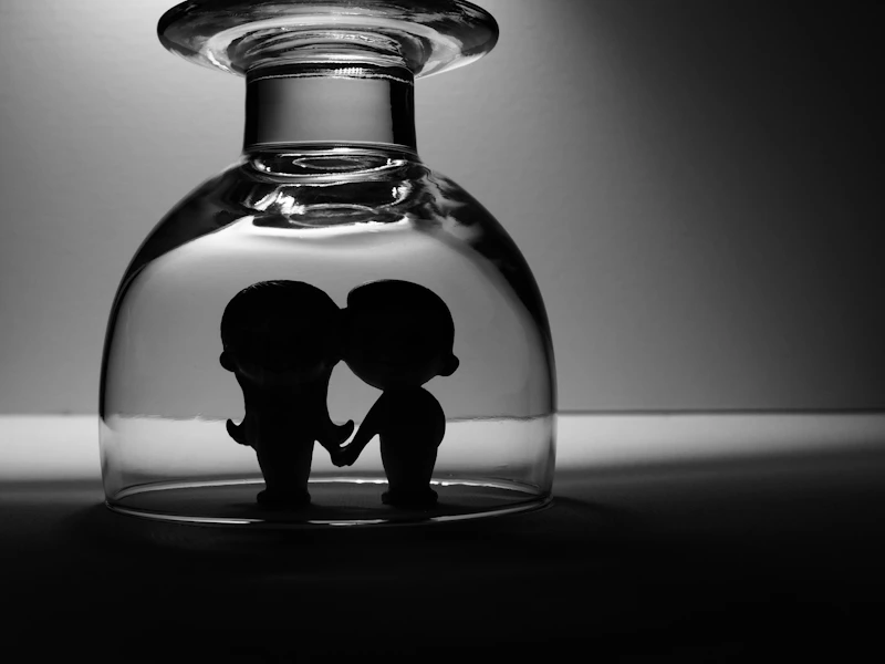 mystisk och romantisk silhuett av ett par som håller händer