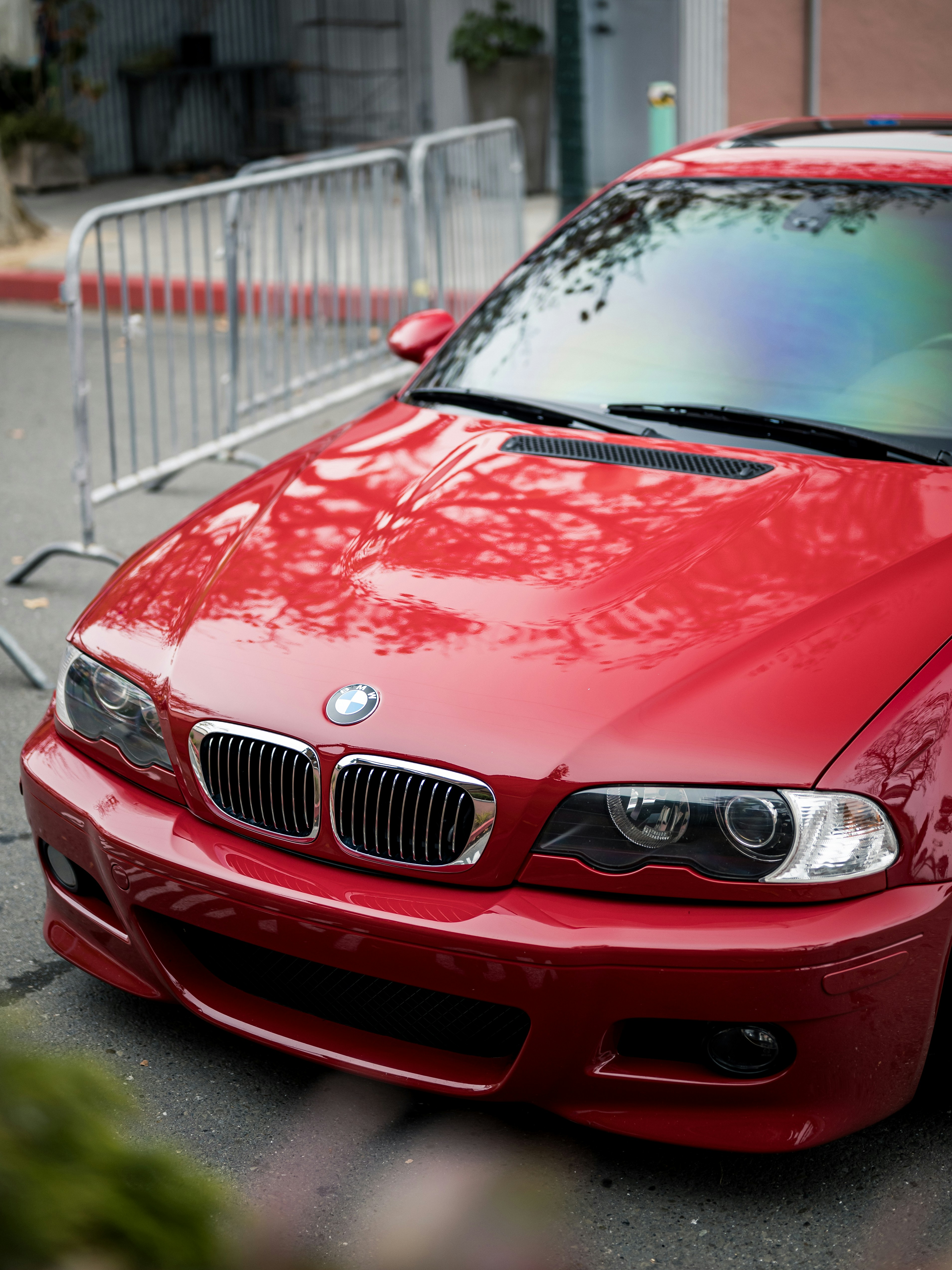 Red BMW car parked outdoors