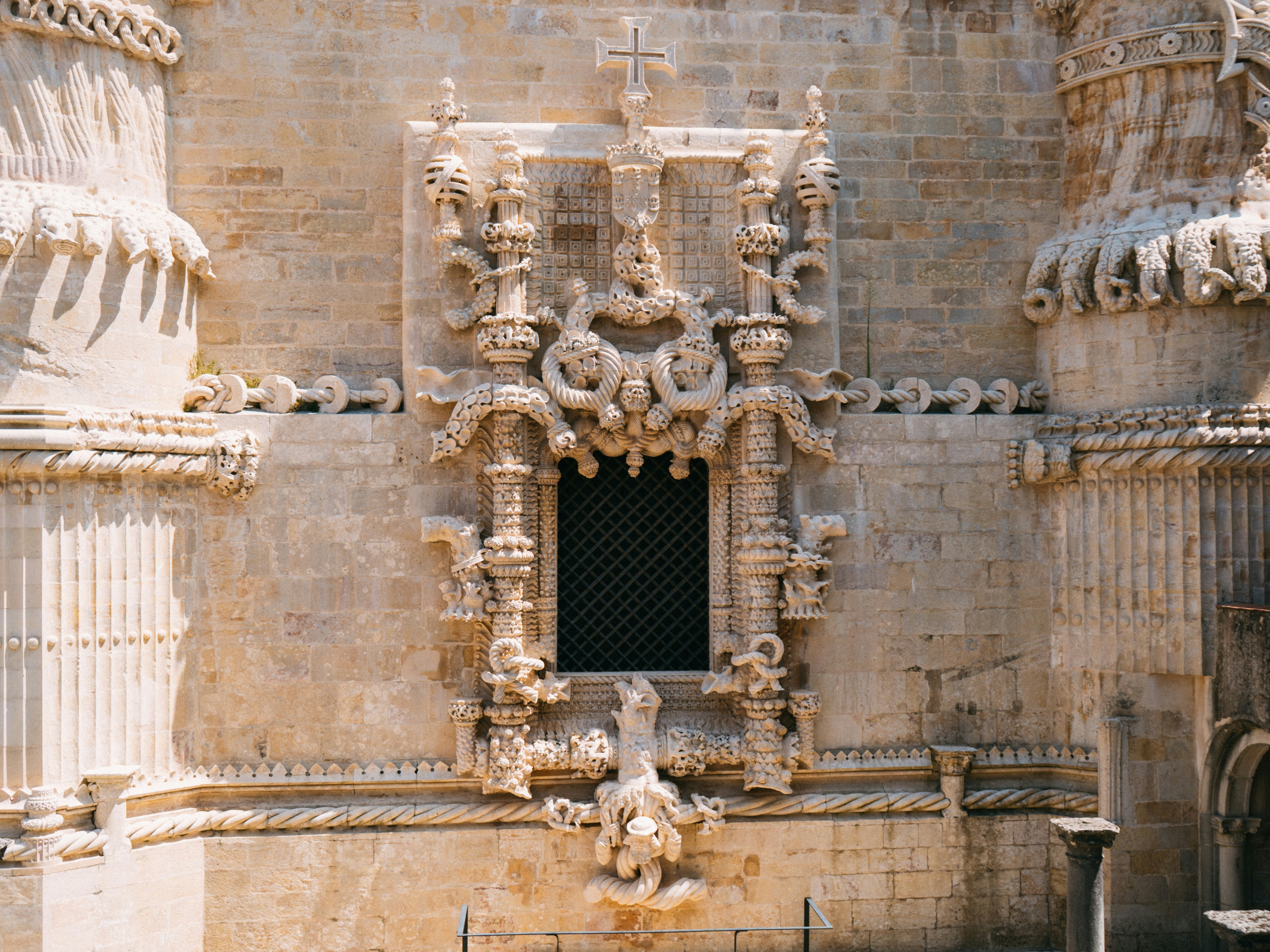 Ornate stone window frame on a building