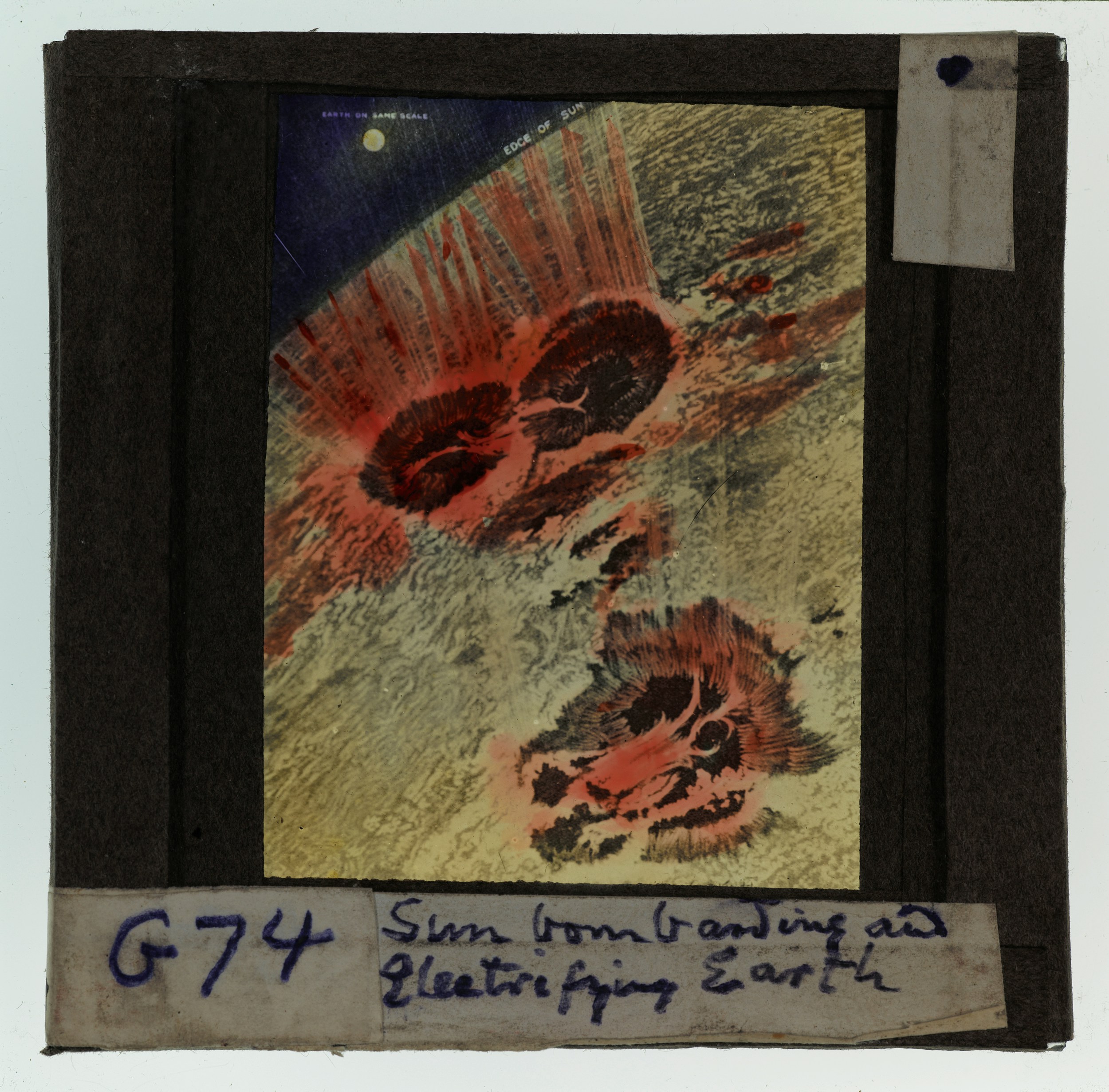 Artistic depiction of sunbombarding and electrifying earth.