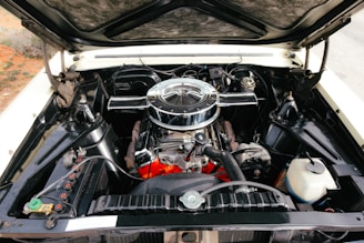 Detailed view of a classic car engine bay