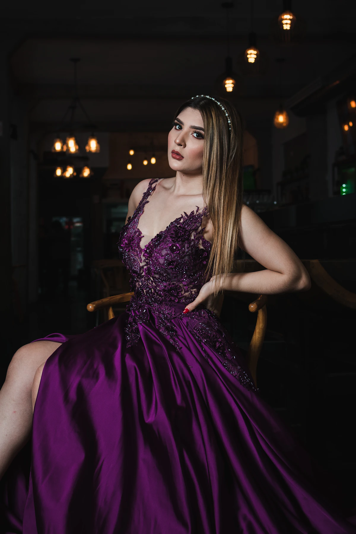 Violet Tulle Ballgown