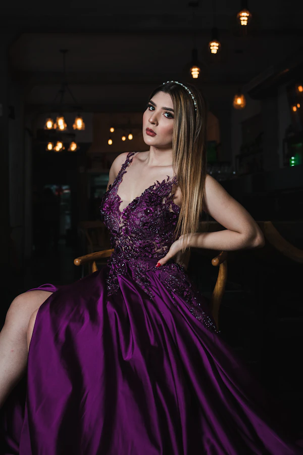 Formal evening gown, an example of black-tie-optional attire for guests