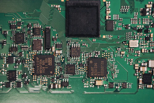 Detailed green printed circuit board
