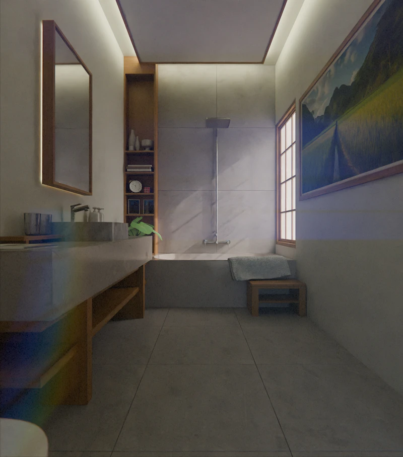 Stone bath and double vanity