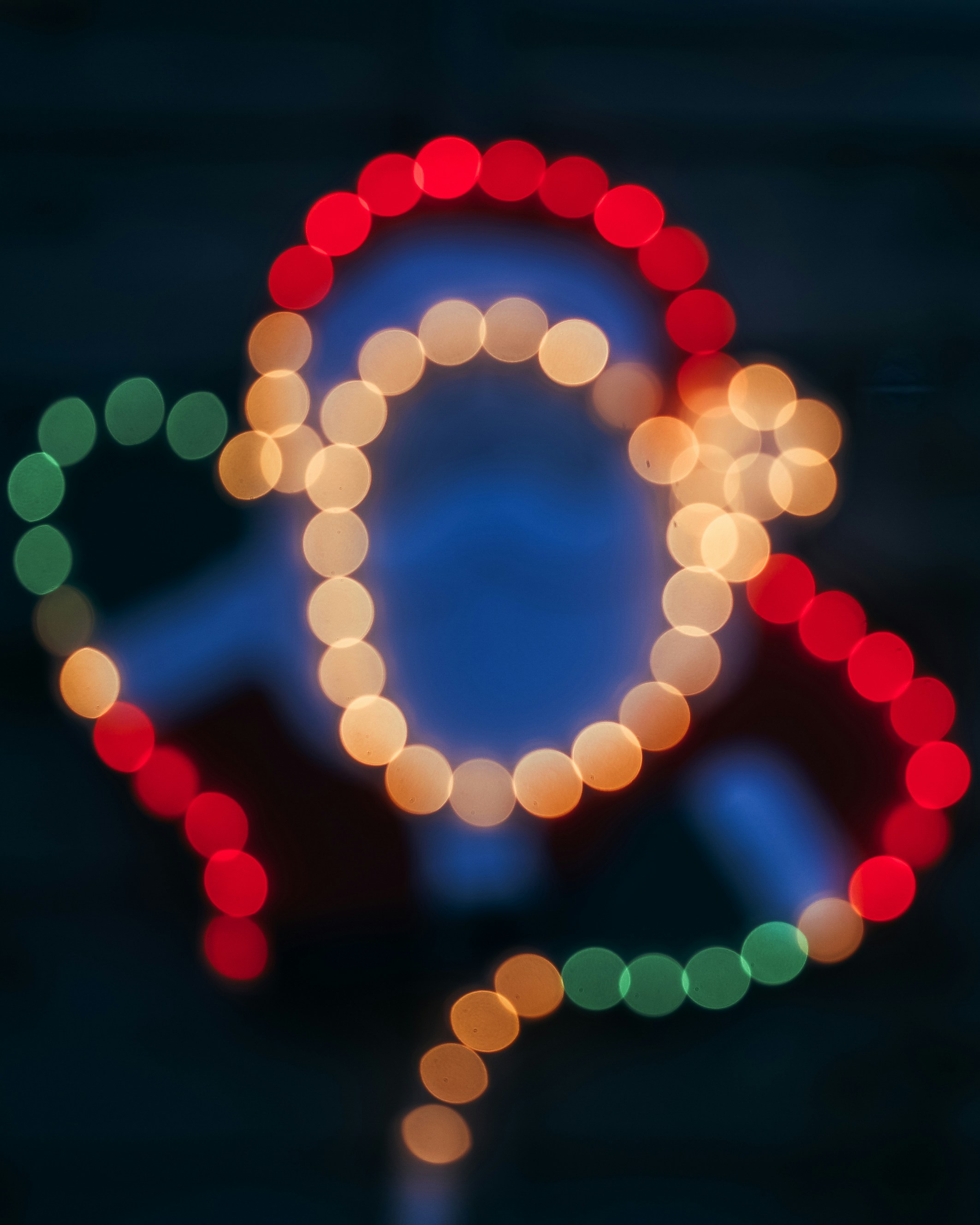 Colorful bokeh lights forming a festive shape