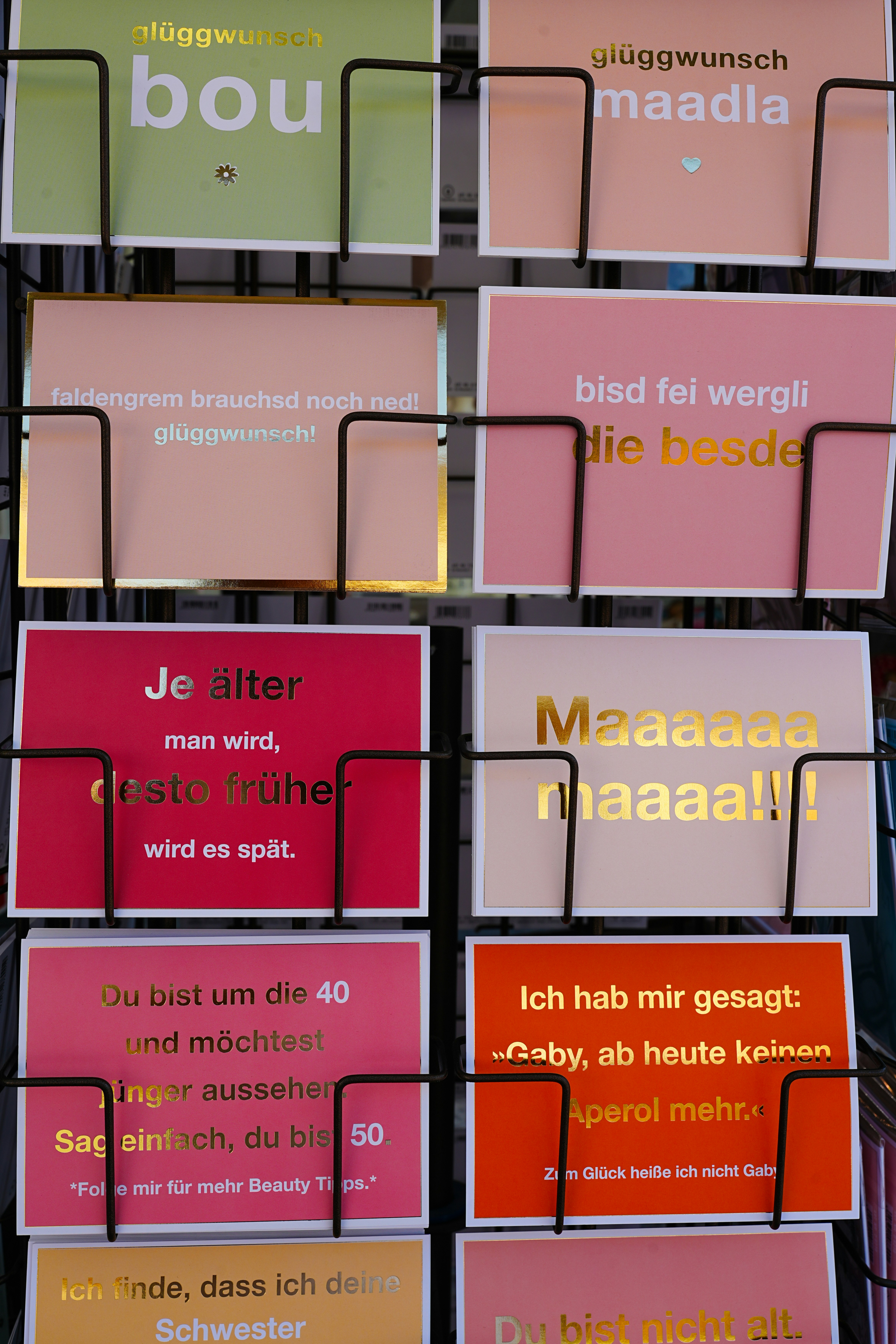 Greeting cards with german text and english text