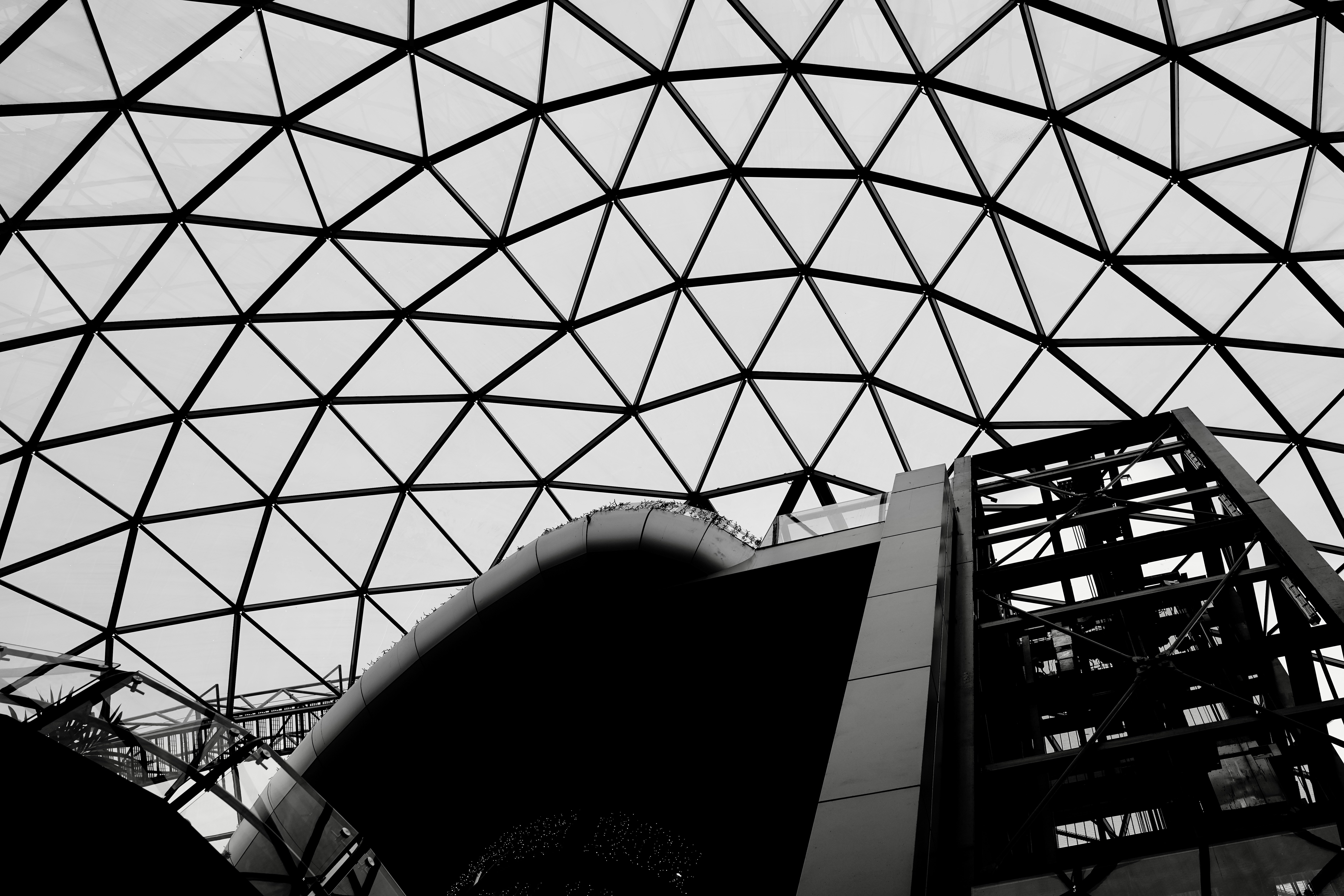 Geometric dome structure with modern architecture