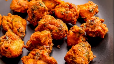 Golden brown pakodi vegetable fritters