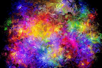 Abstract explosion of vibrant, colorful light particles