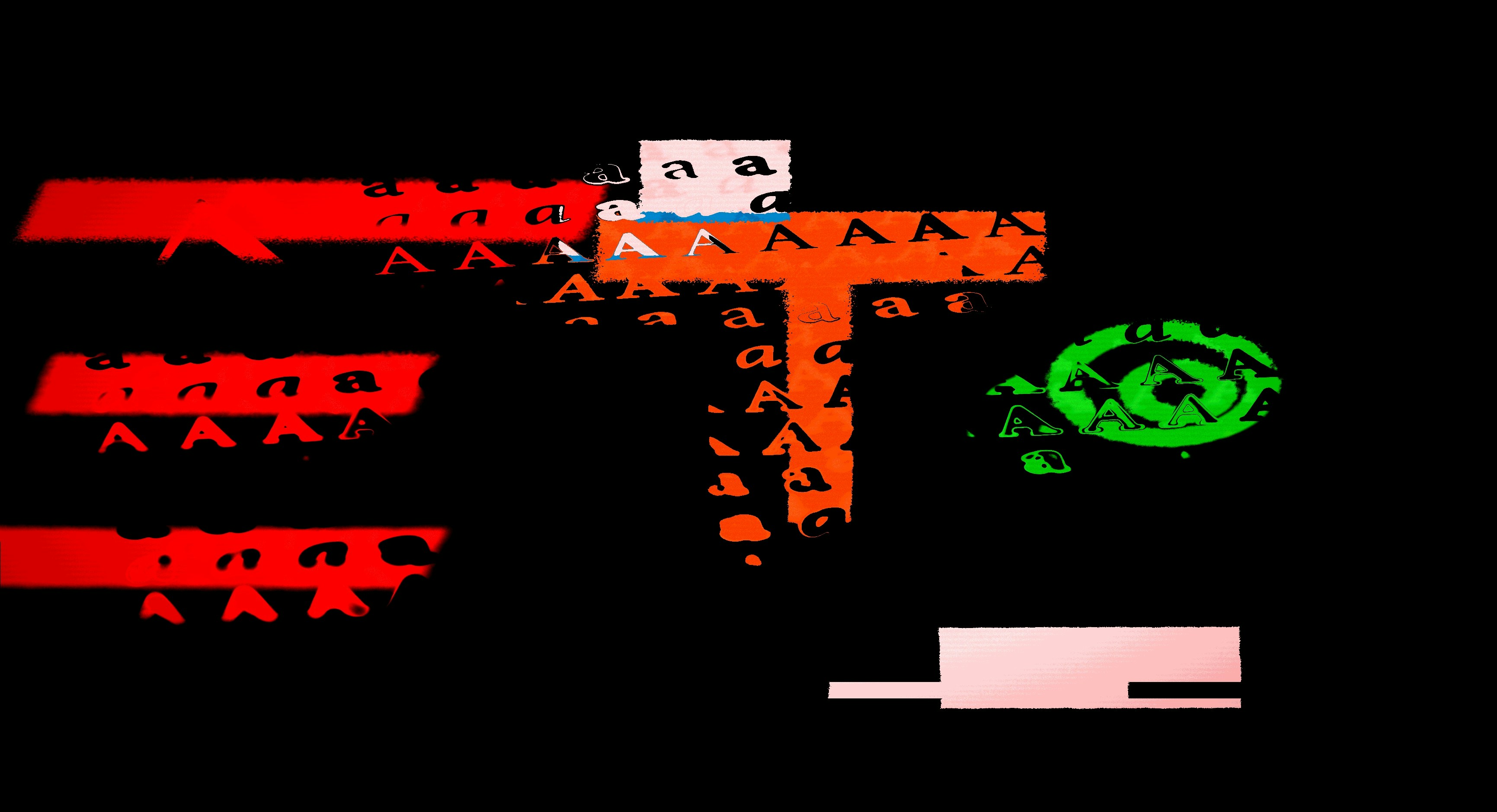 Abstract digital art with red, orange, and green elements.