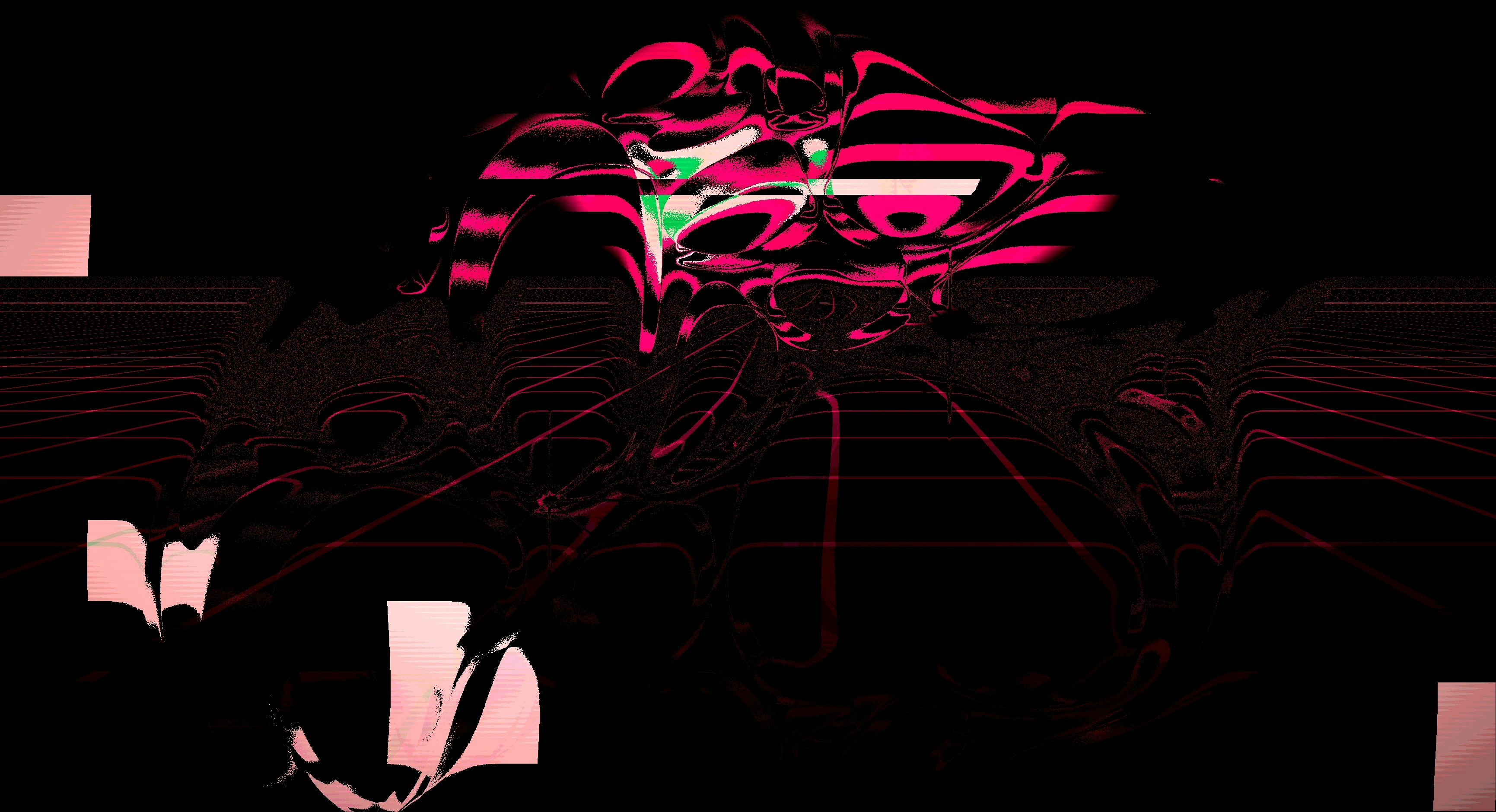 추상적인 분홍색과 검은색의 소용돌이 디지털 아트