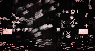 Abstract symbols and scribbles on black background