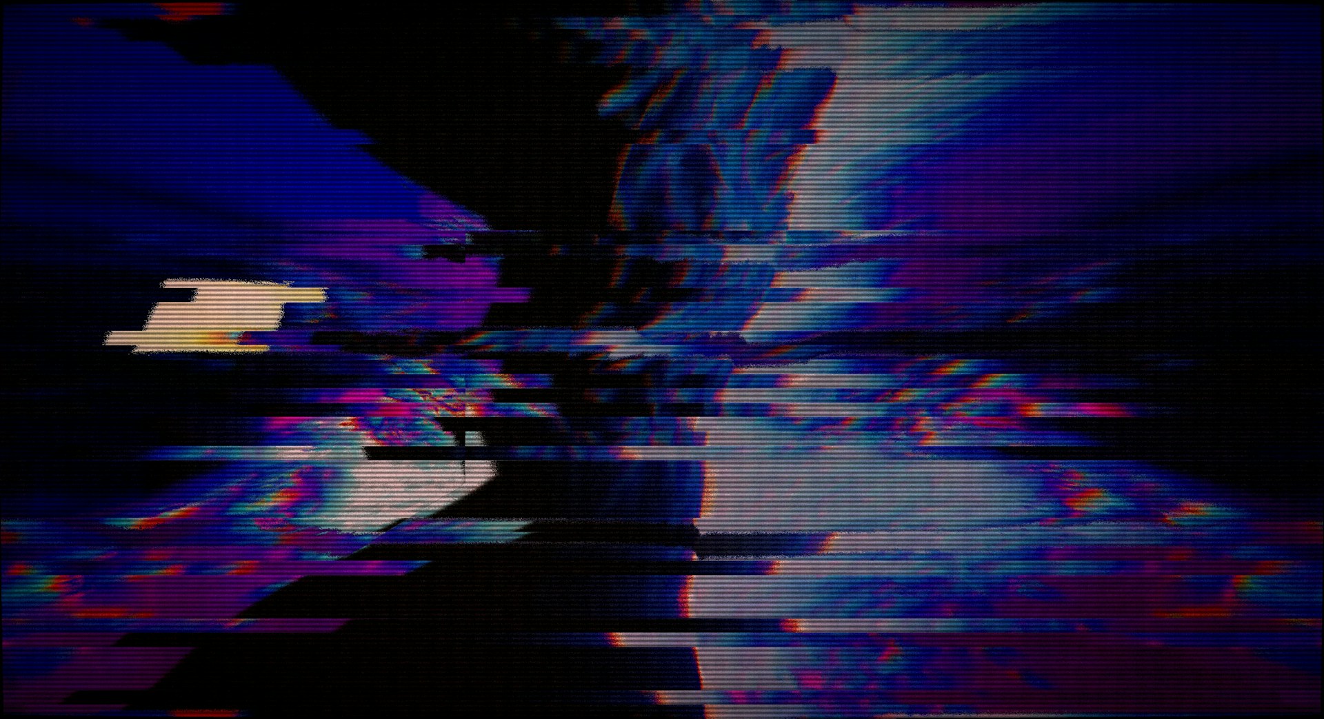 Abstract digital glitch art with vibrant colors