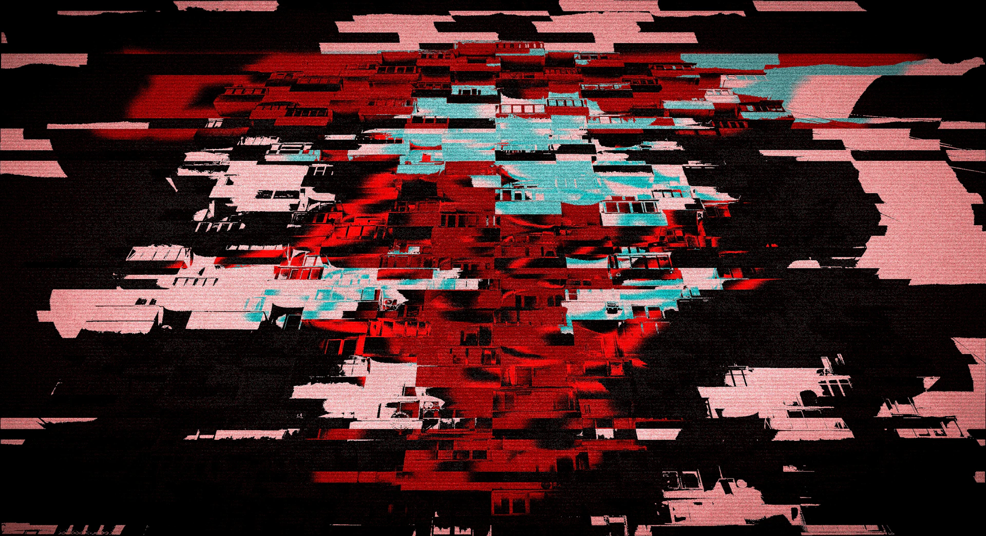 Abstract red and blue glitch art pattern