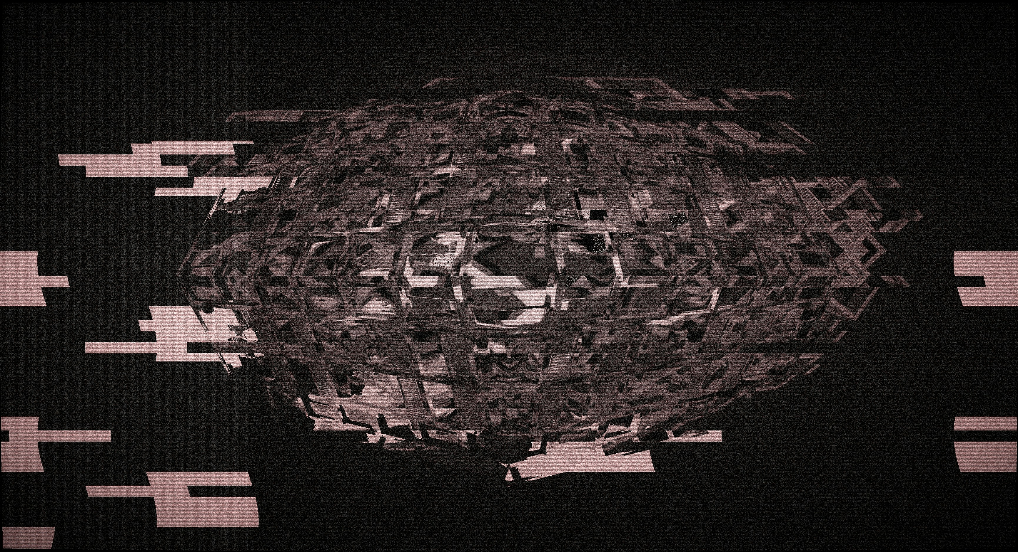 Abstract digital sphere with glitch effects