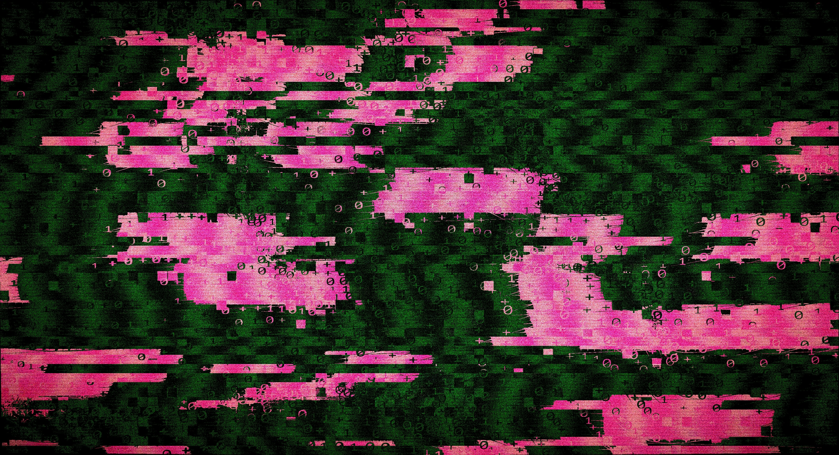 Abstract green and pink glitch art pattern