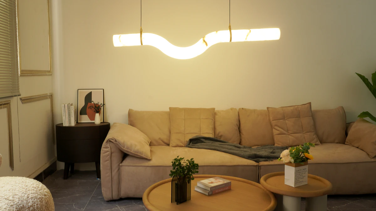 Warm contemporary home lighting in a neutral interior
