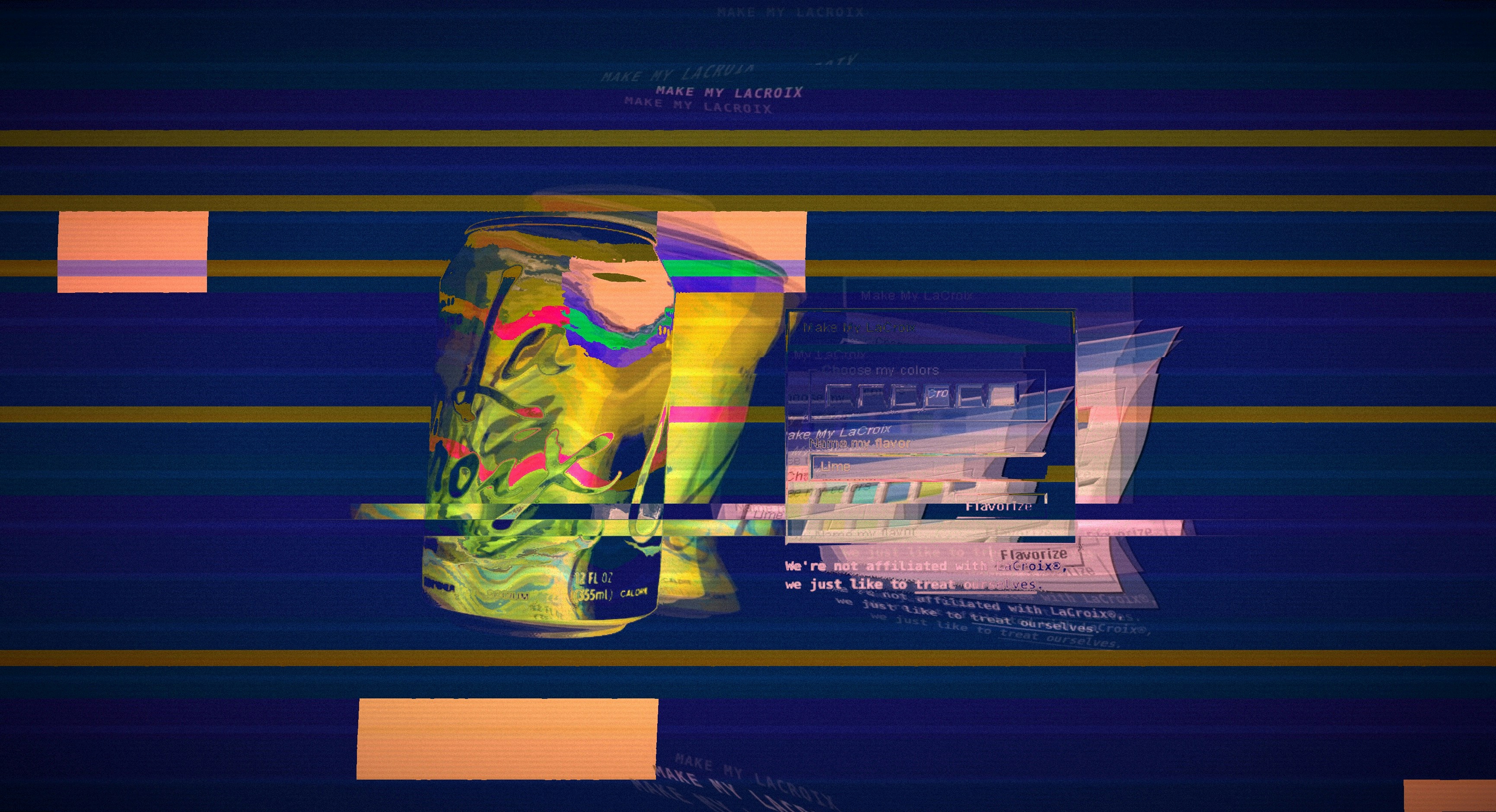 Abstrakte, farbenfrohe Glitch-Kunst mit horizontalen Linien