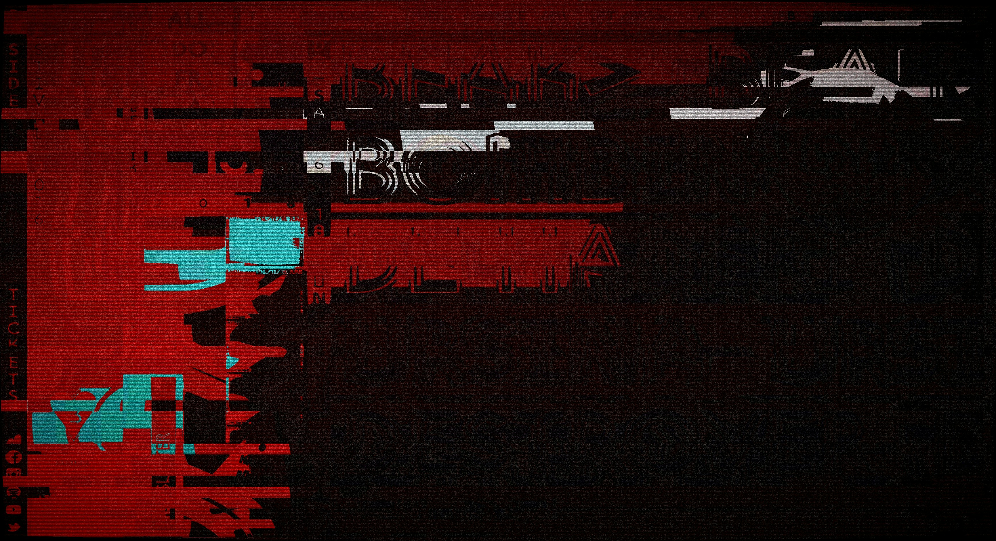 Abstract glitch art with red and cyan elements