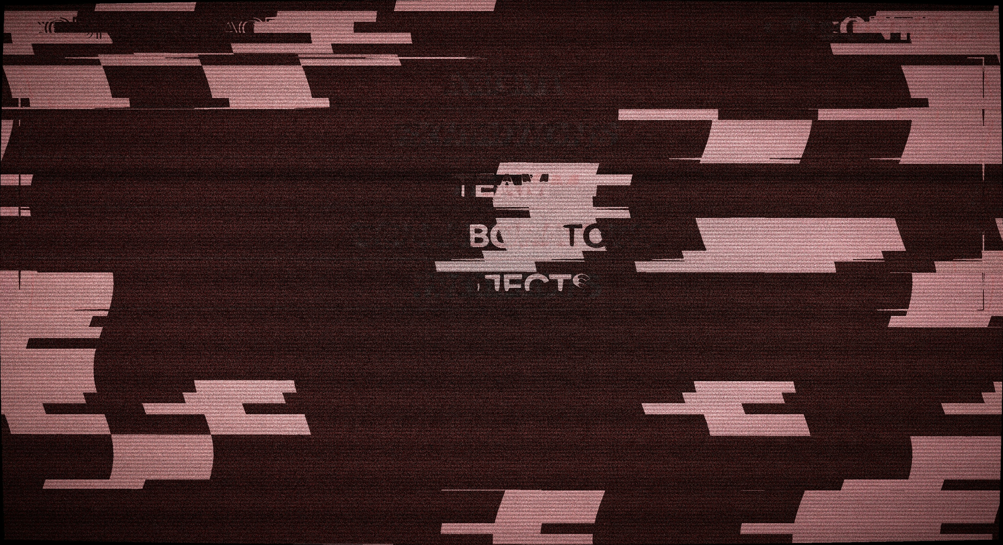 Glitchy digital screen with text effect.