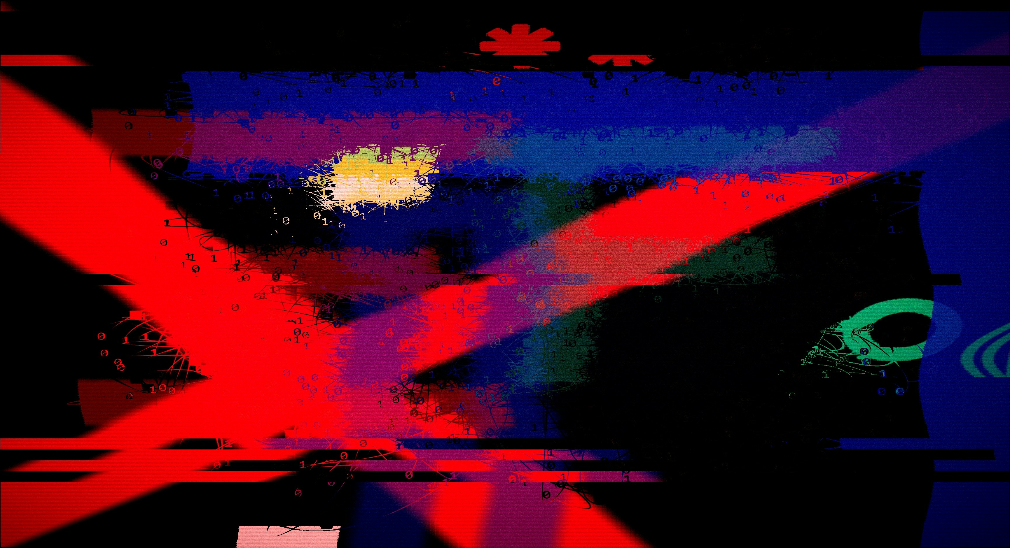 Abstract colorful paint strokes on black background