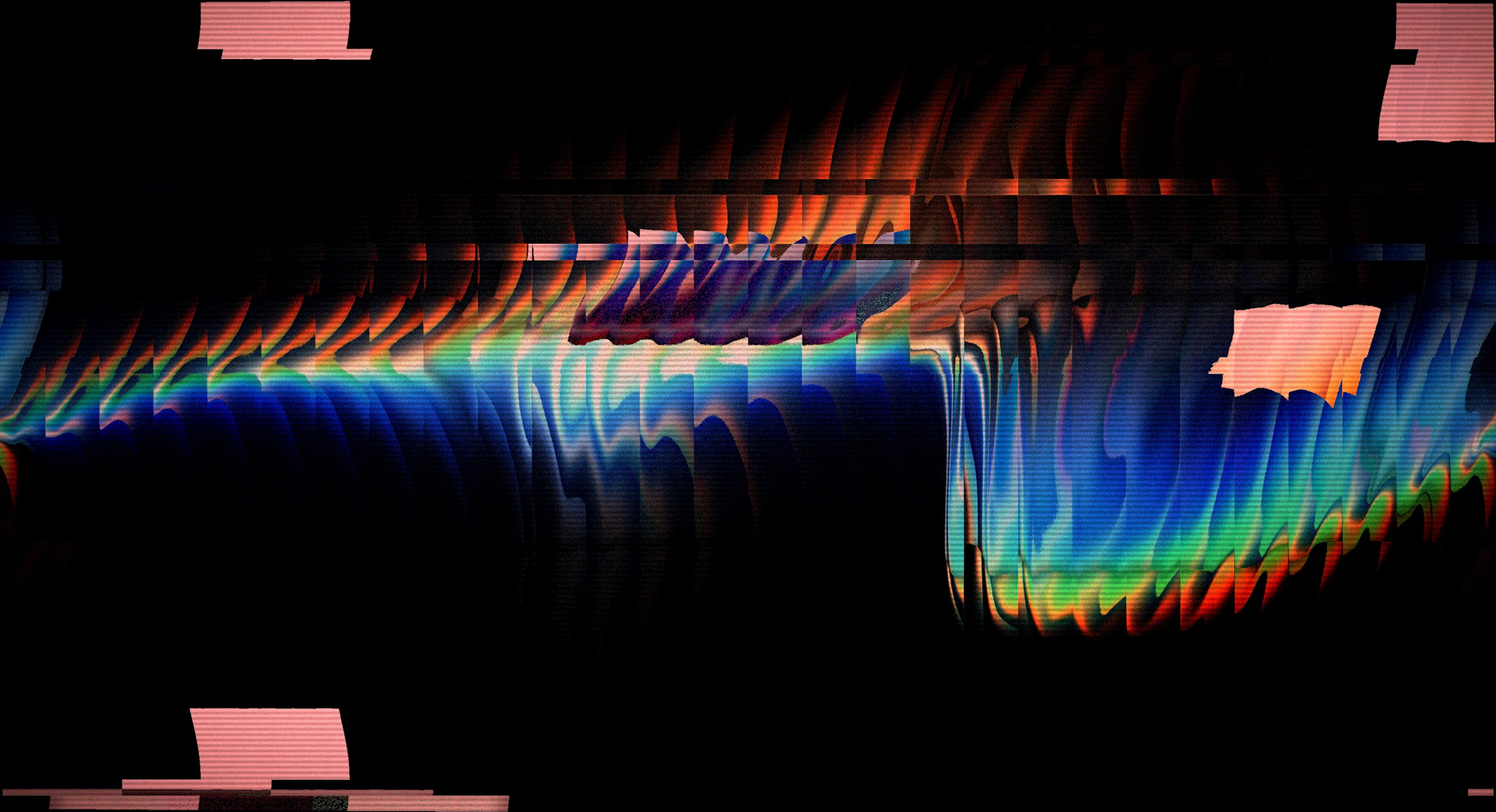 Abstract colorful digital glitch art with black background