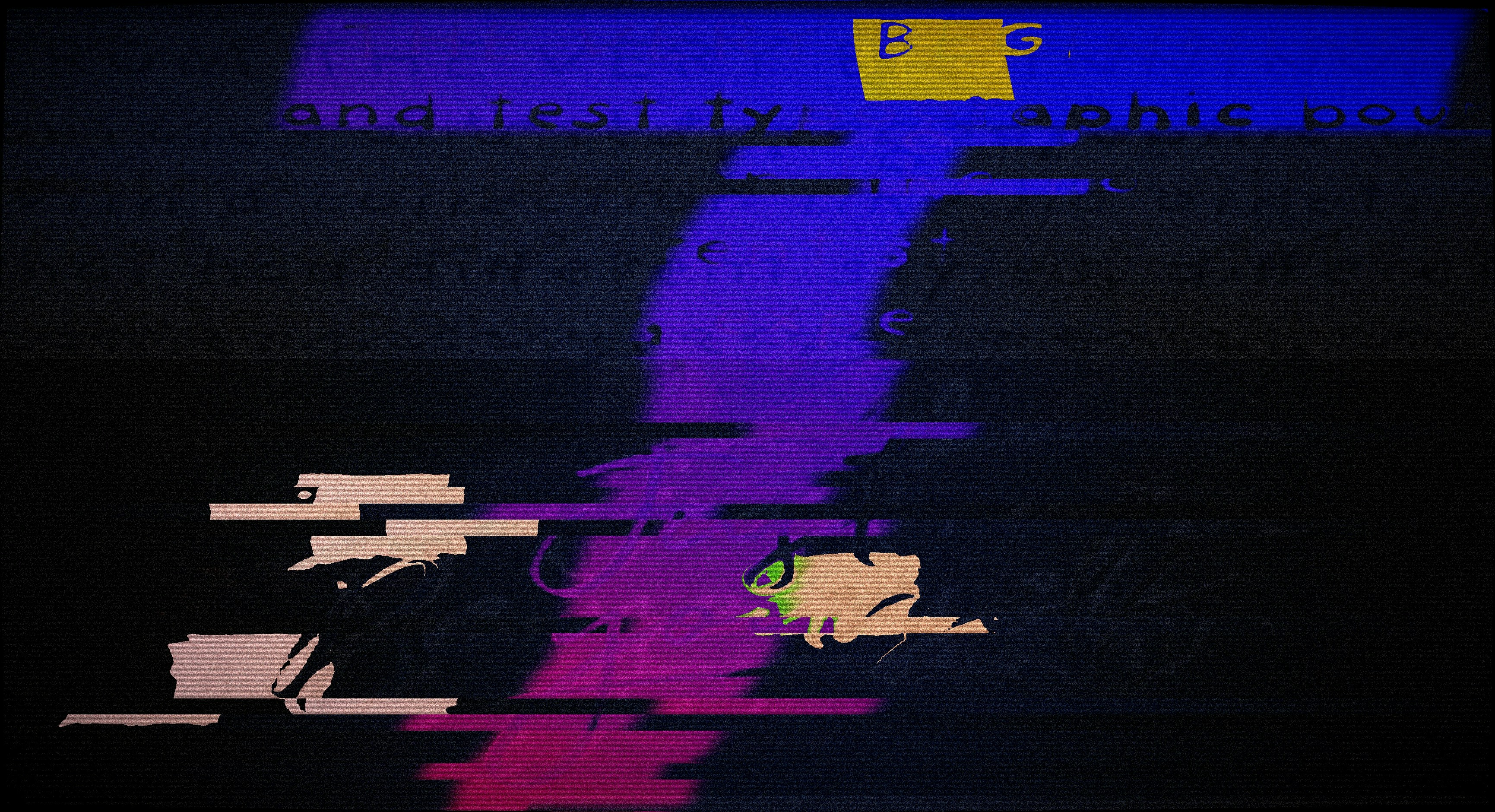 Abstract glitch art with purple and blue colors