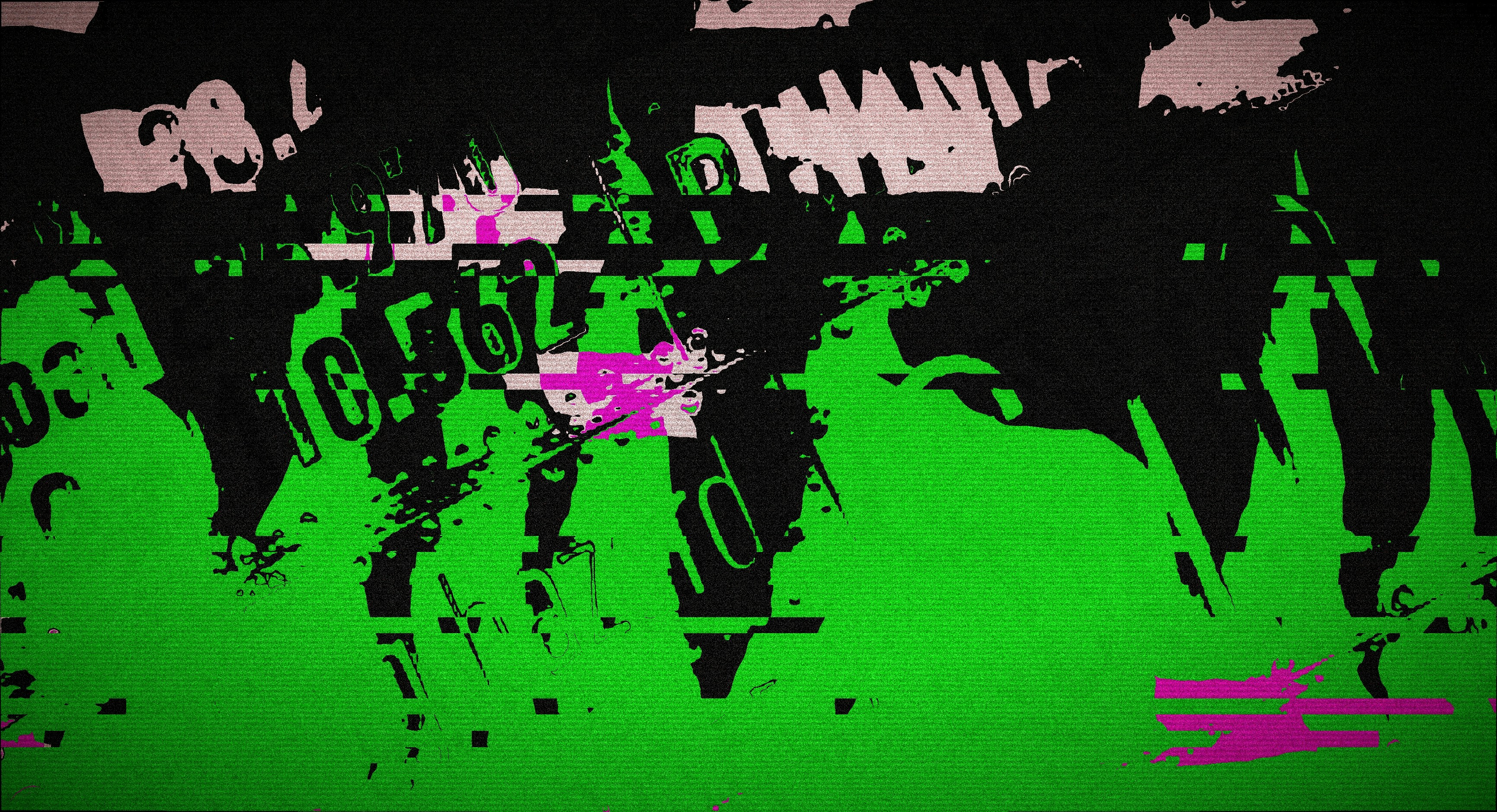 Abstract green and black digital glitch art