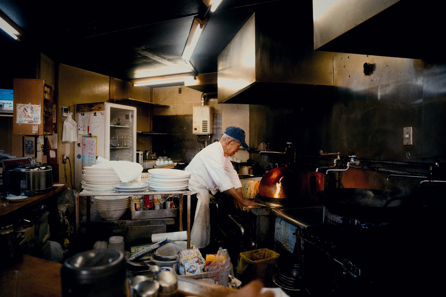 A chef at work during restaurant service