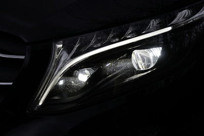 Modern car headlight with led strip