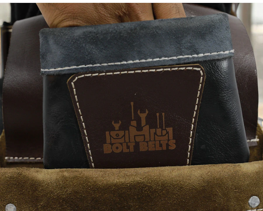 A leather pouch with hand stitching