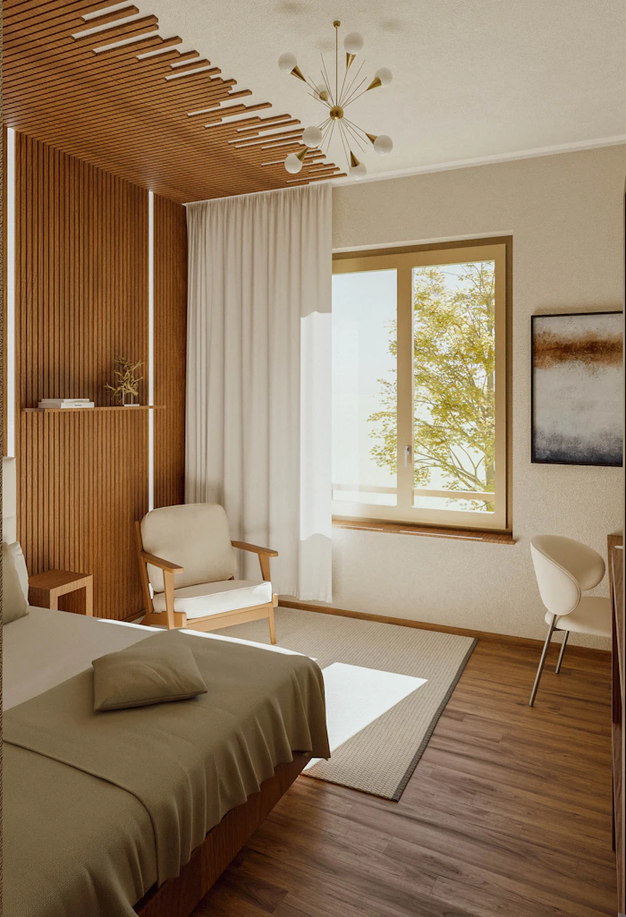 Platform bed in white oak
