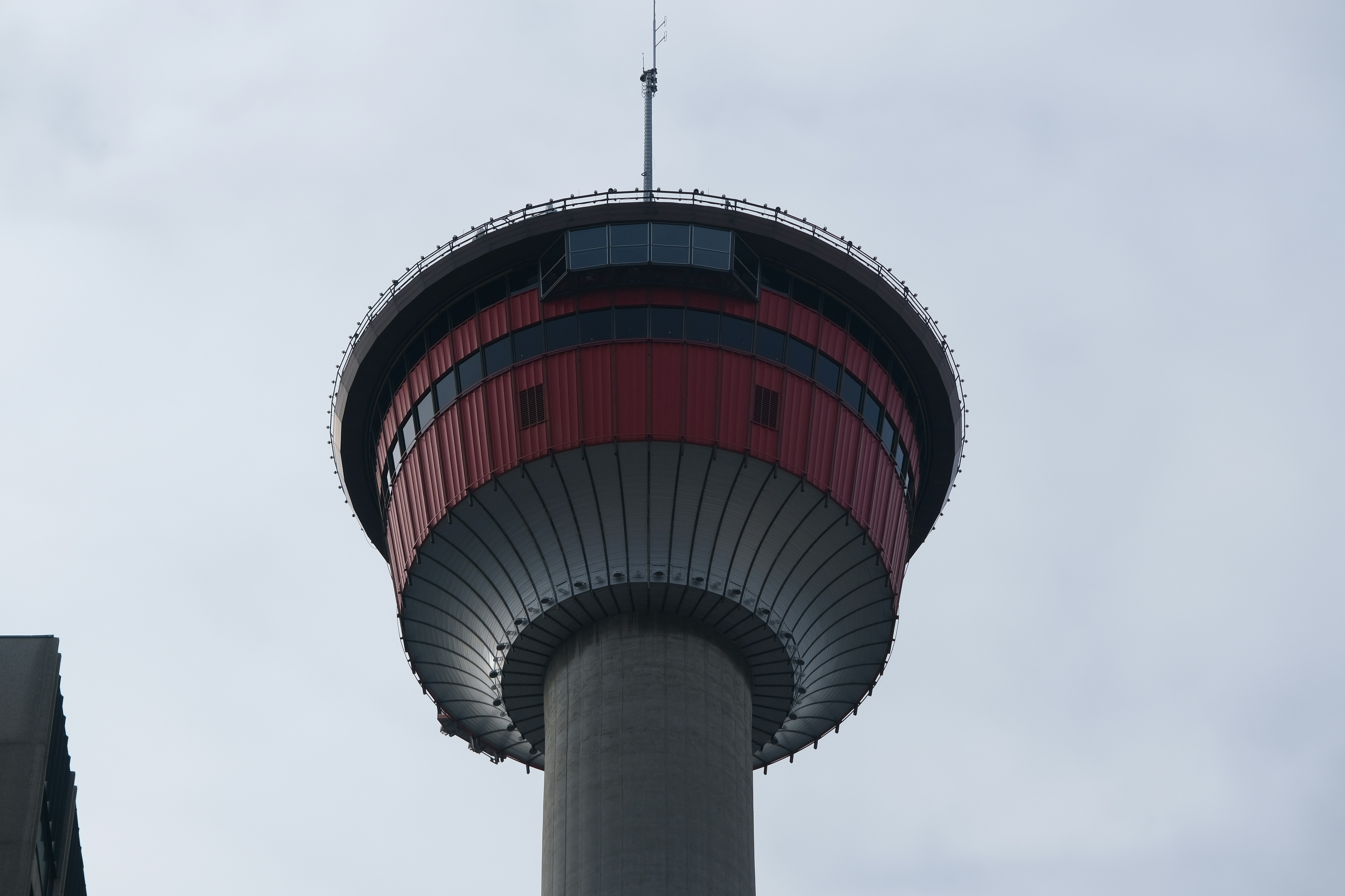 A tall tower with a red observation deck