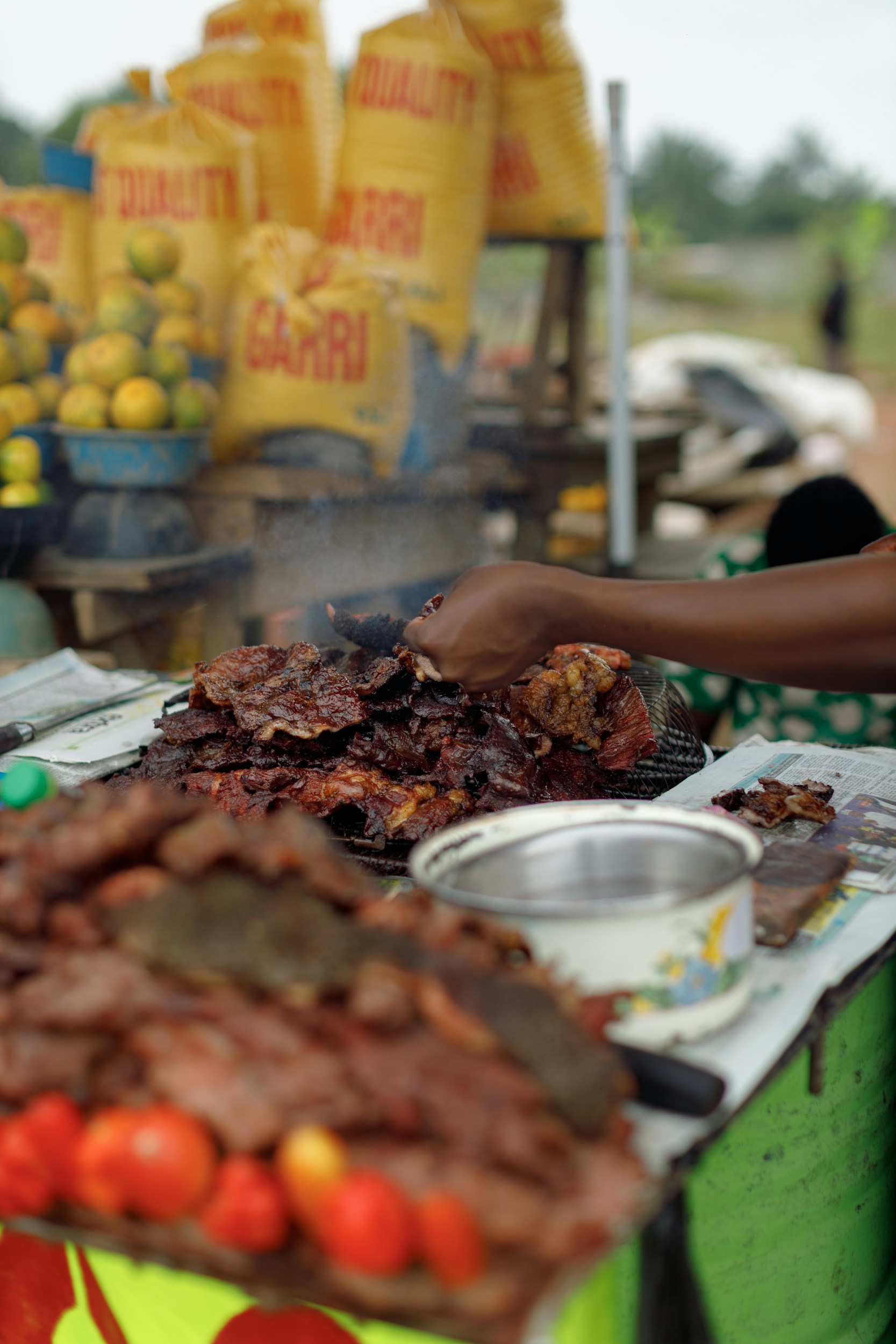 nigerian food market vegetables stall