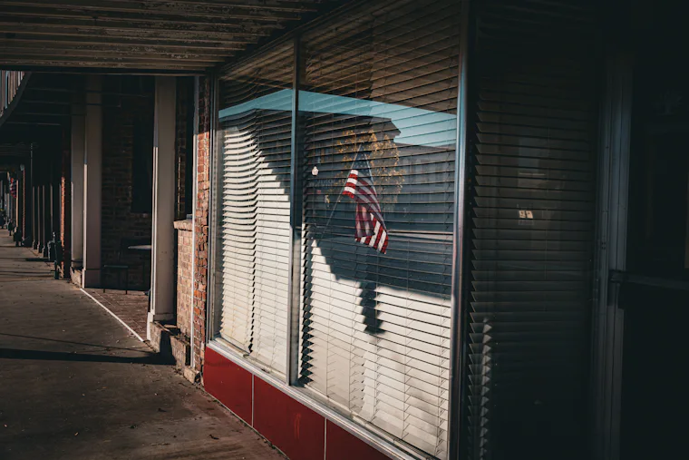 Storefront reflected in a shop window