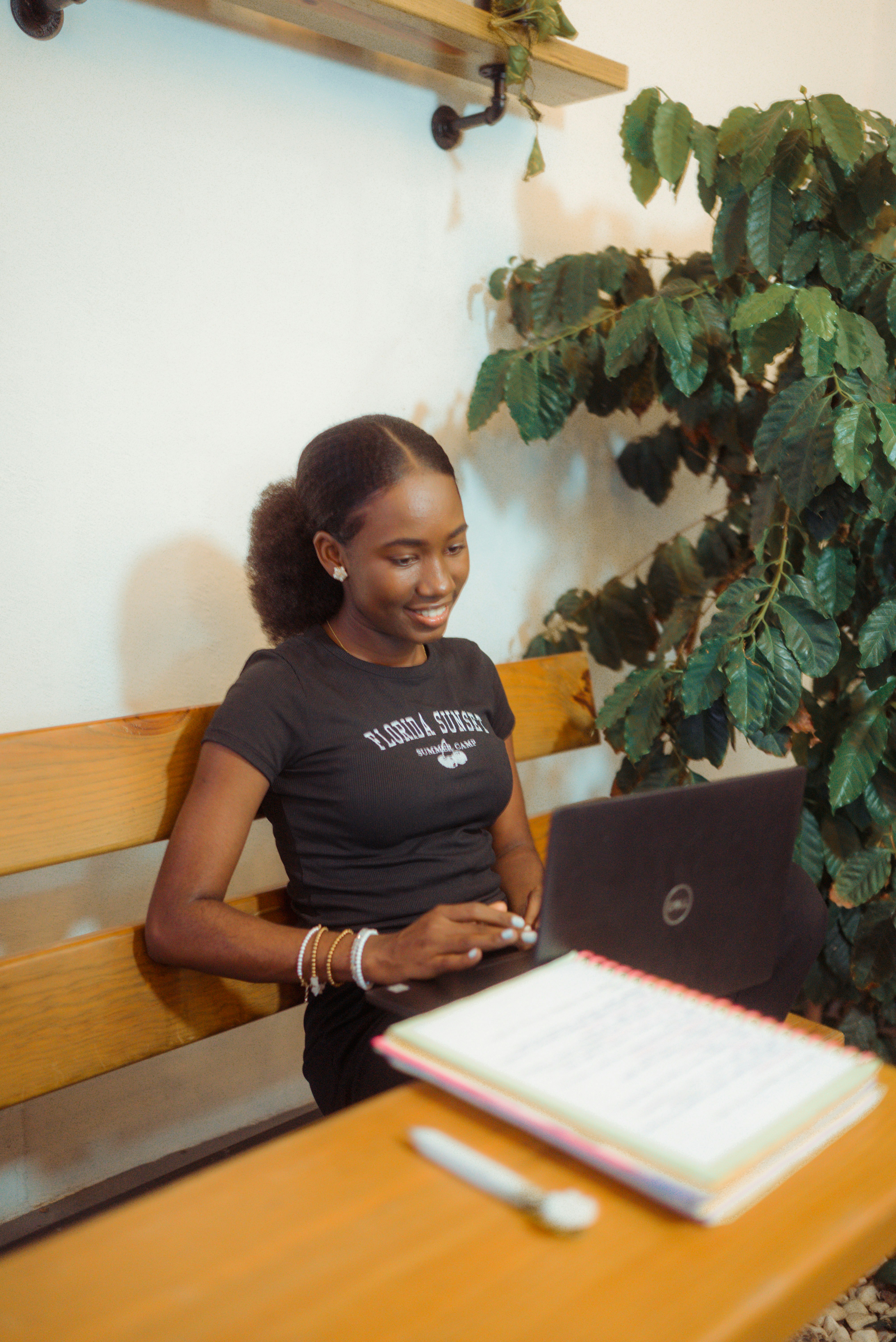 A woman running her online store from a laptop