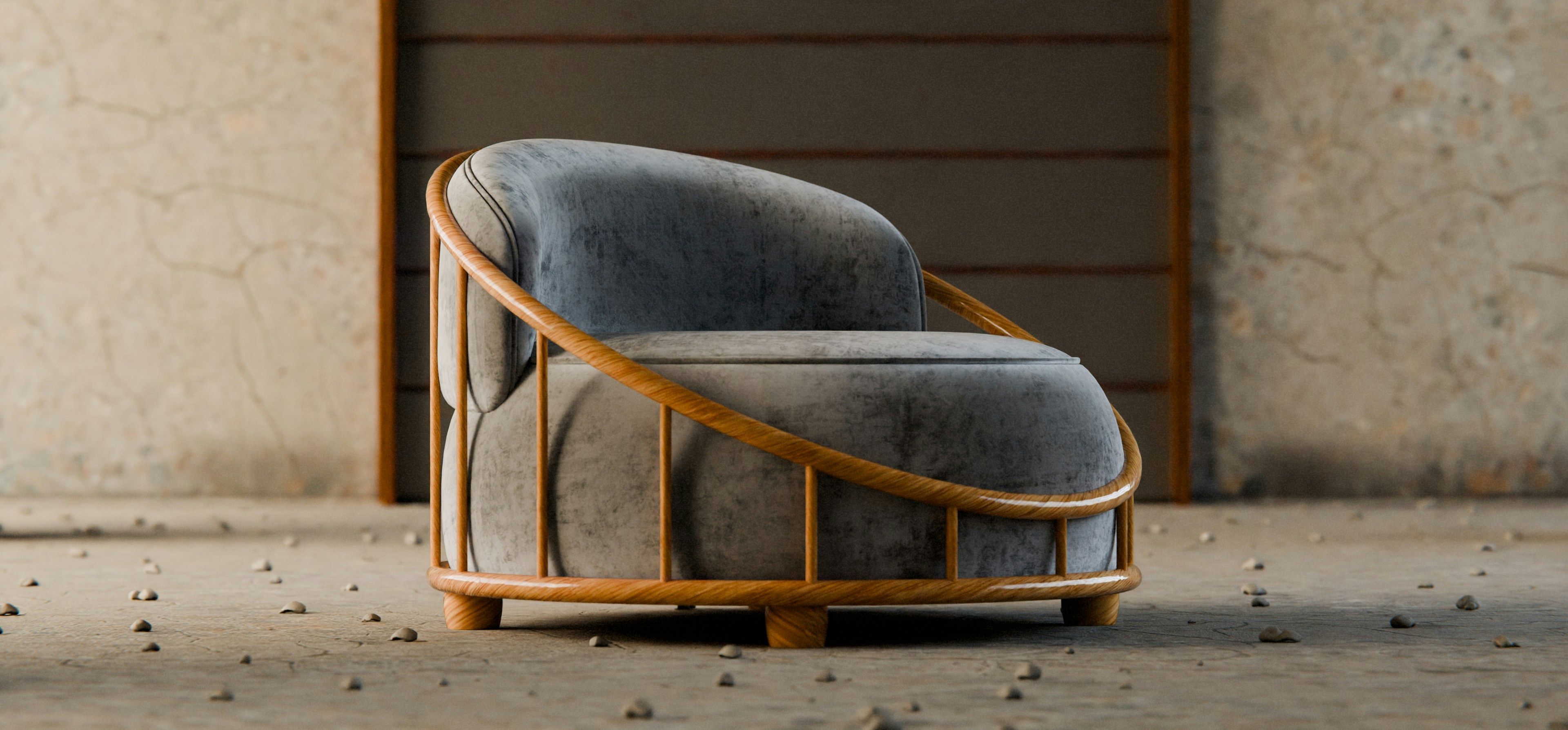 Velvet accent chair with brass legs