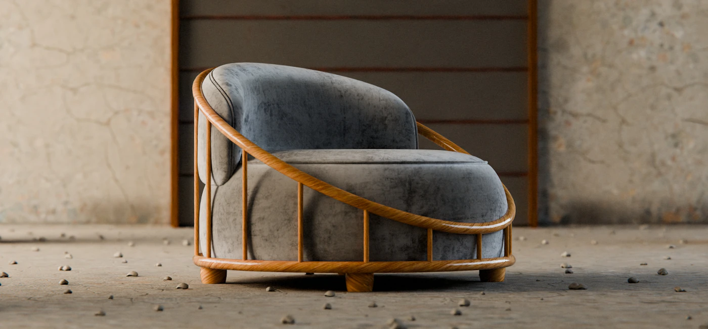 Modern blue armchair