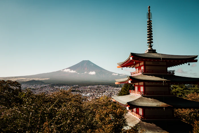 Pagoda with Mount Fuji