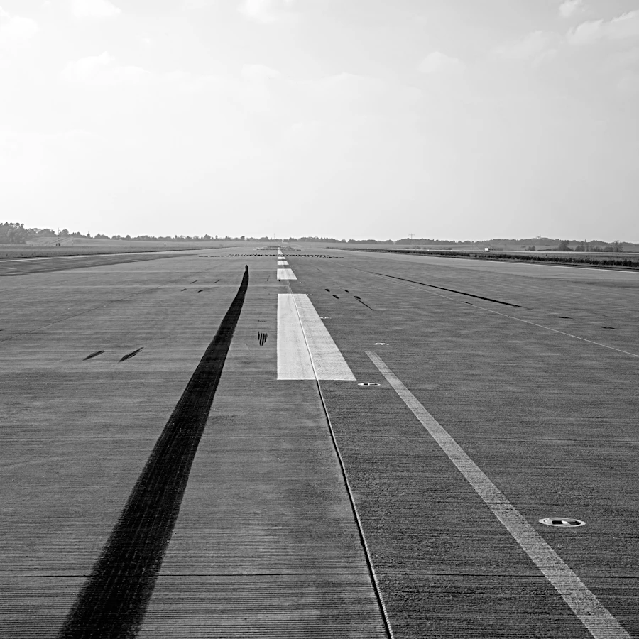 Empty airport runway and tarmac