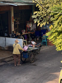 Person with a cart on a street