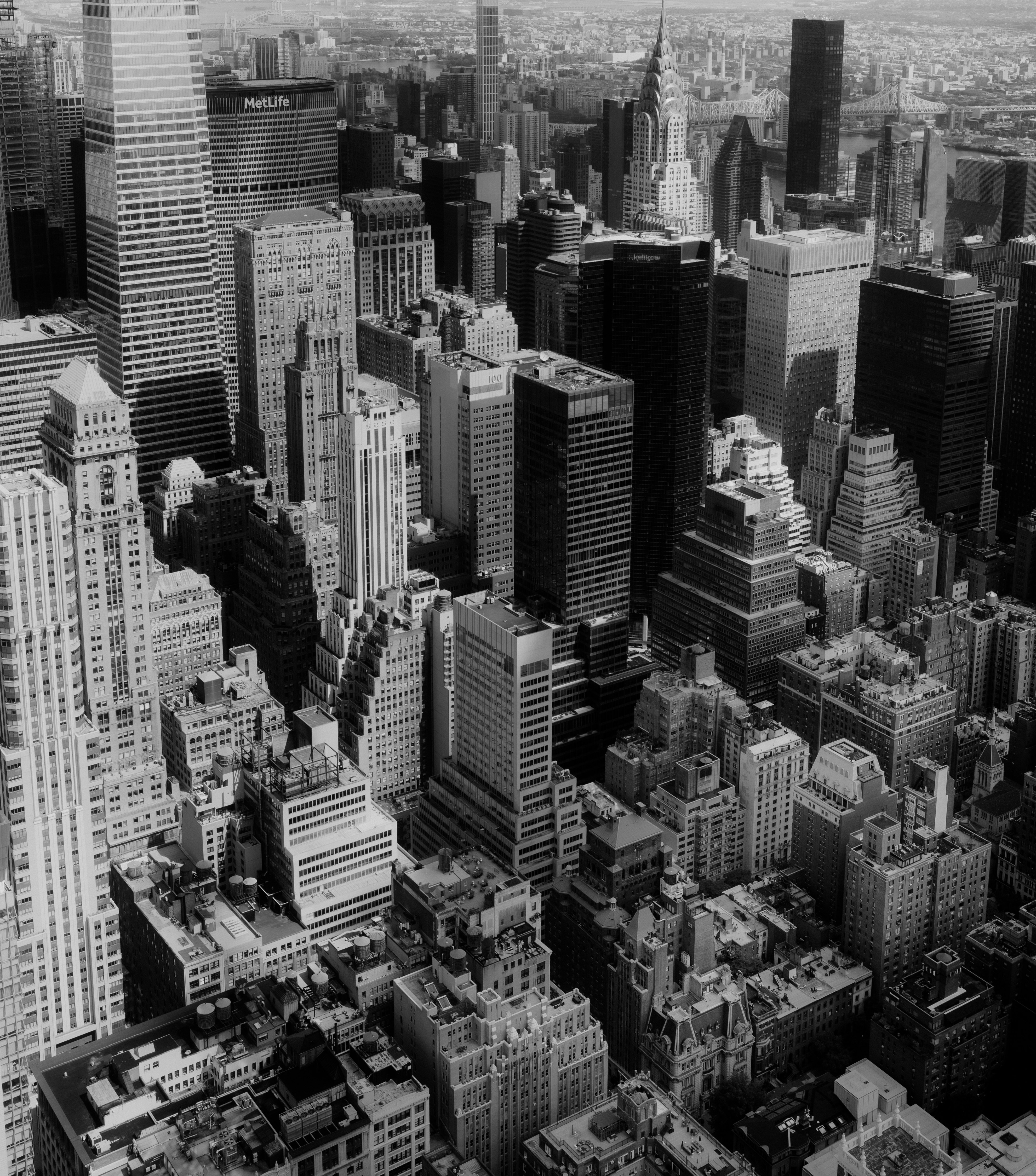 High-angle view of new york city skyscrapers