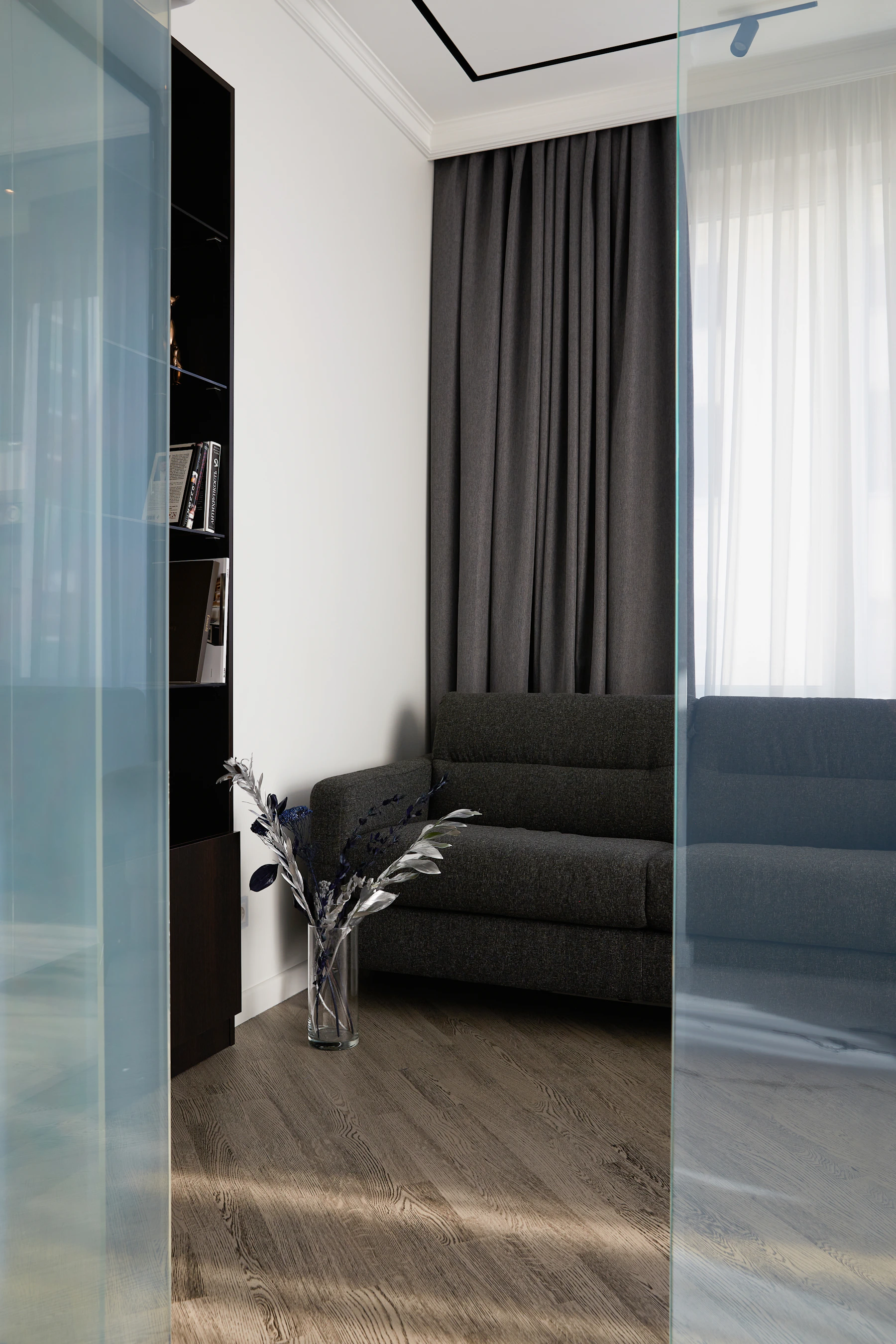 Modern dark-toned living room used as feature wall inspiration