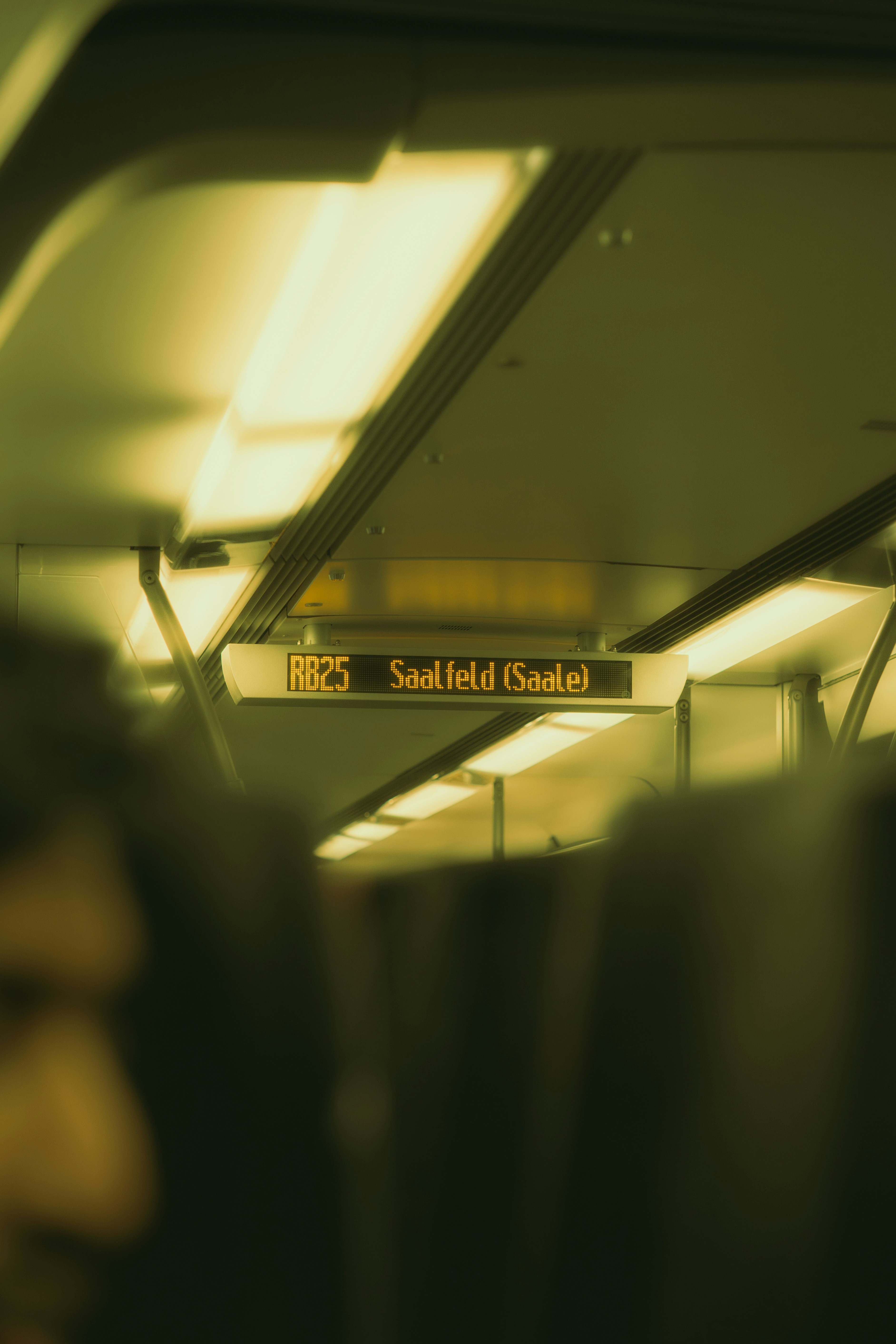 Train destination sign shows saalfeld (saale)