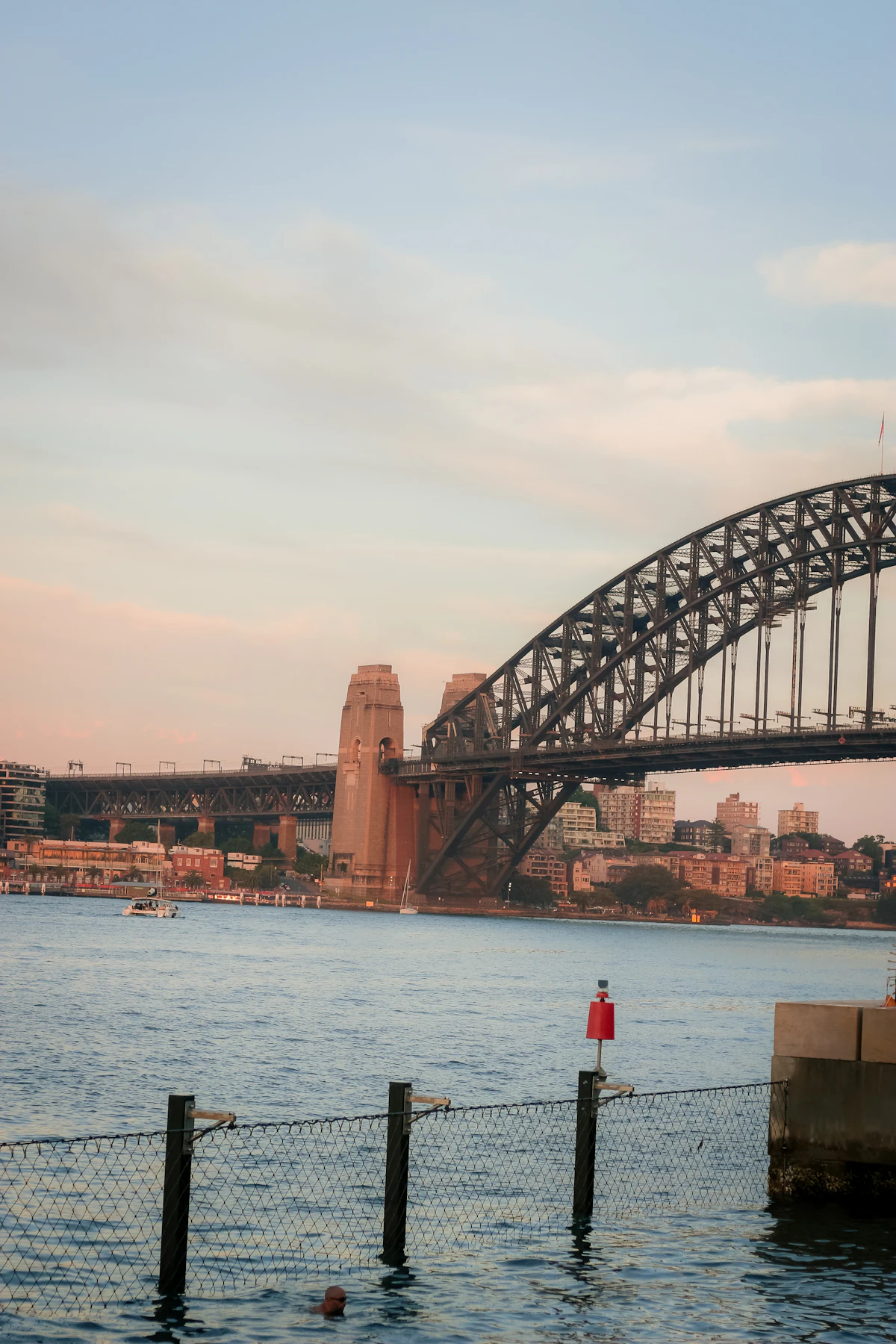 Sydney Harbour Bridge at sunset from Barangaroo Reserve
