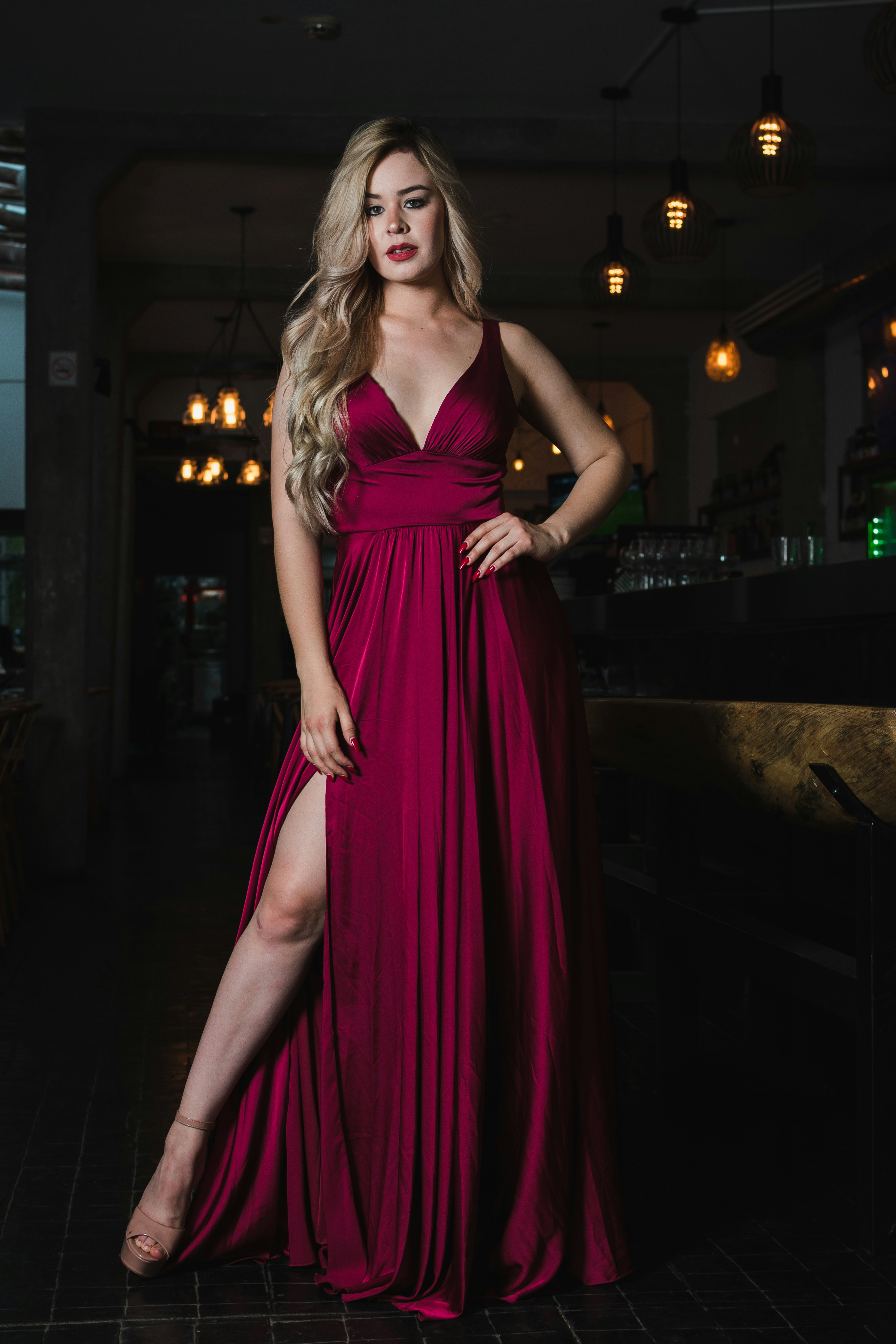 burgundy dress blonde hair Woman with long wearing a red Auveirra Birthday Party Dresses collection_long-sleeve-tops JACKET SIZE:46 INCH CHEST | 2XL See plus