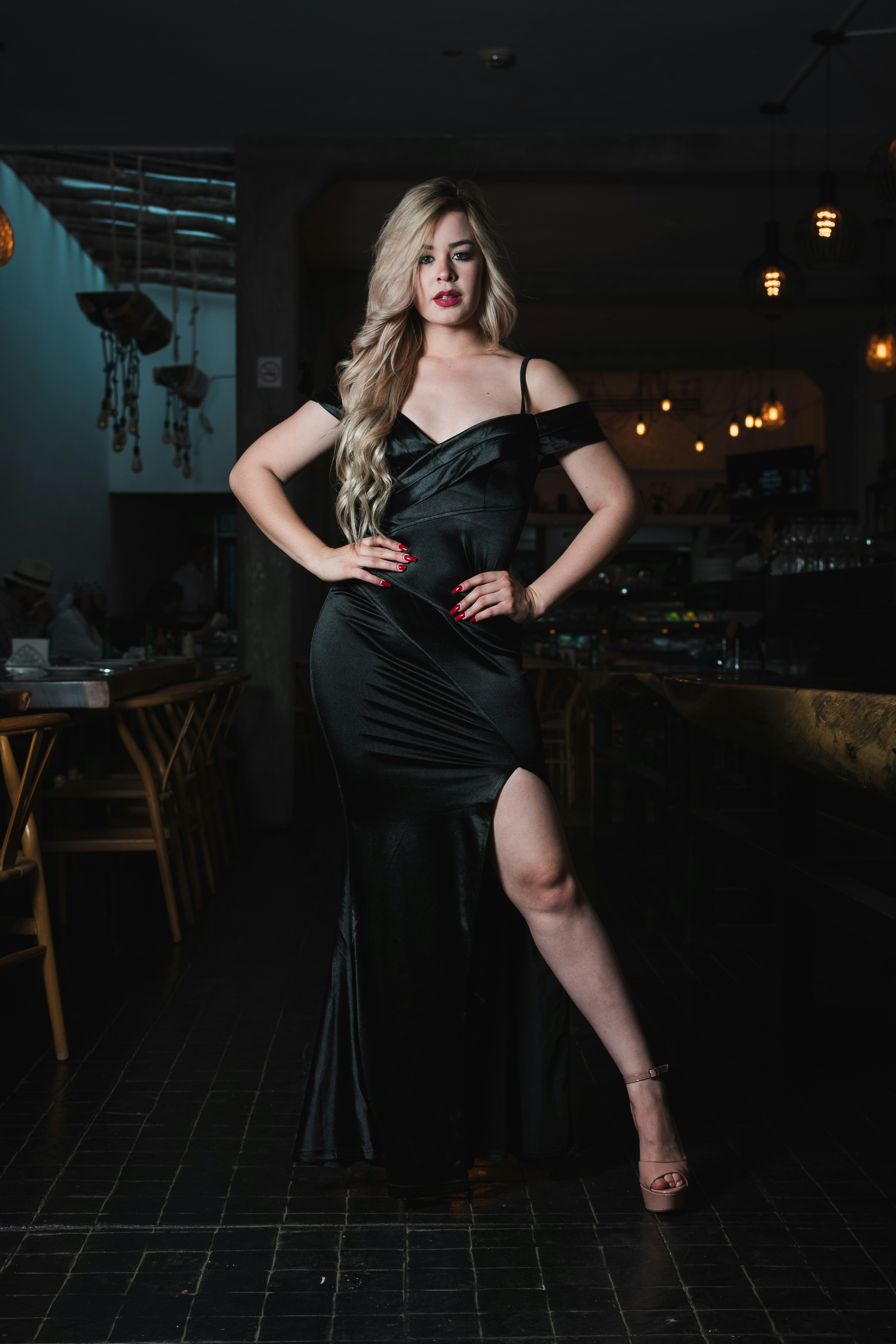 Rosalind Slit Gown in Black